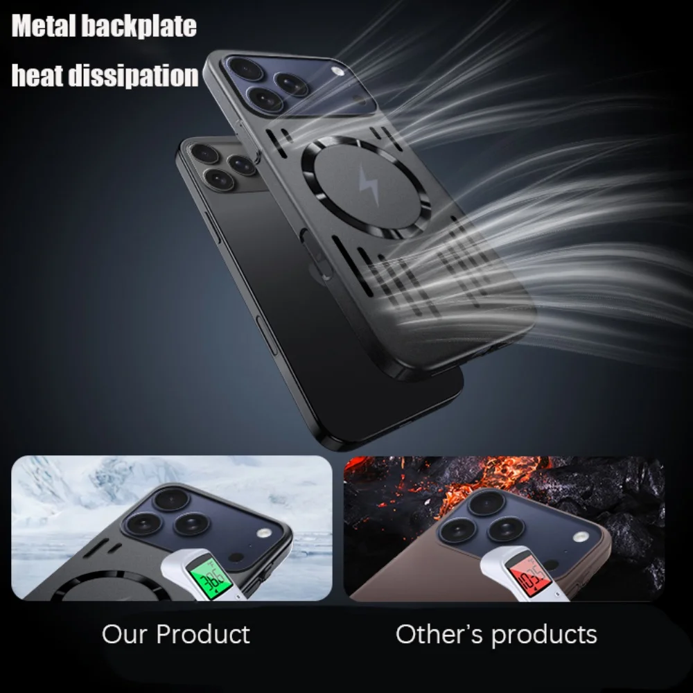 Hard Metal Heat Dissipation Magnetic Phone Case for IPhone 17 Air 16 15 14 13 12 Pro Max for Magsafe Wireless Charging Cover - view 6