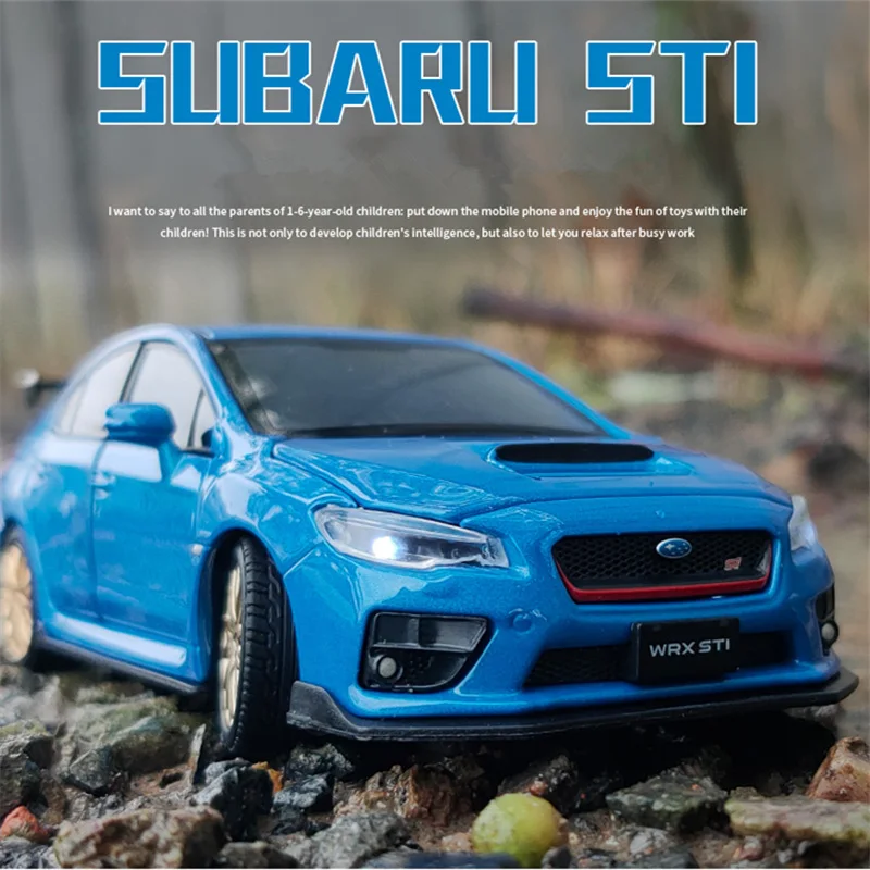 1/32 Subarus WRX STI Alloy Sports Car Model Diecast Metal Simulation Toy Vehicle Car Model Sound Light Collection Childrens Gift