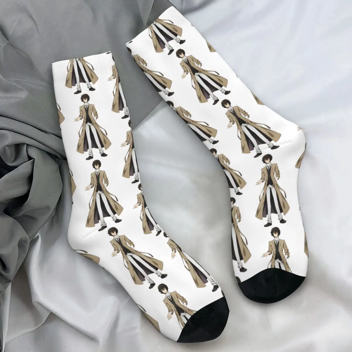 Many Faces Of Goro Akechi Anime Socks Persona 5 Funny Stockings Autumn Anti Sweat Men's Socks Breathable Printed Cycling Socks