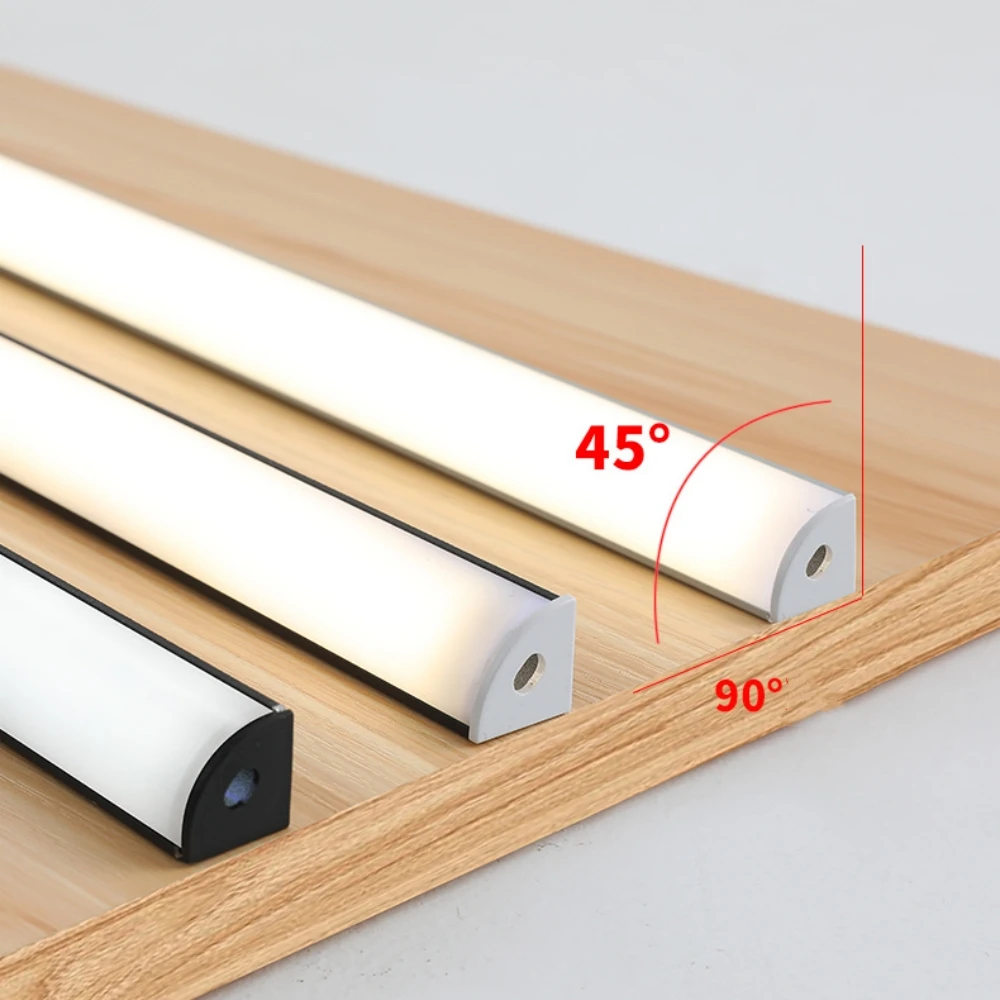 

Светодиодный алюминиевый профиль черного/серебристого цвета 12В, светодиодная лента 30/40/50 см V-образной формы, жесткая полоса для подсветки стен, углов, лестниц, кухонных шкафов