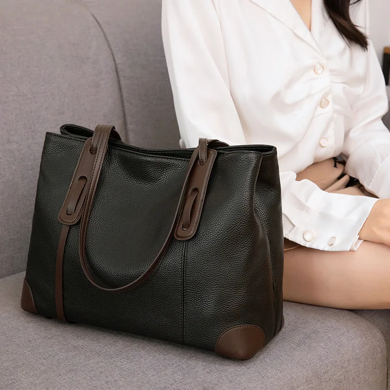 New Trendy Women Tote Bag Large Capacity Jumbo Soft Leather Shoulder Purse Minimalist Commuter Work Bag