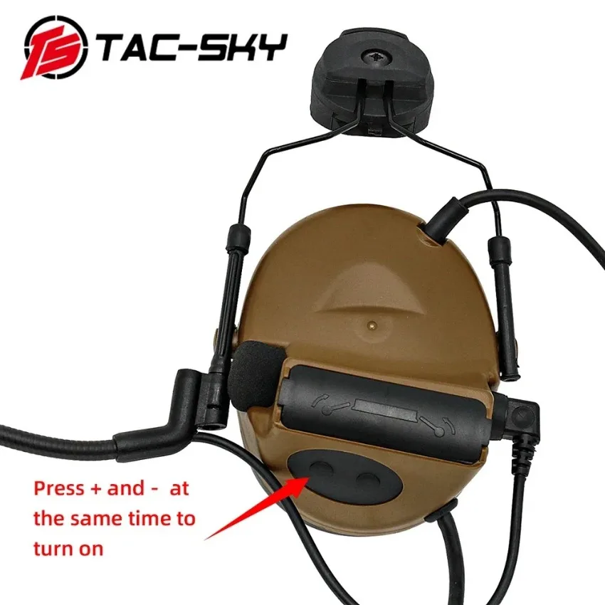 TAC-SKY ARC Rail Bracket Version COMTA II Tactical Headset Noise Reduction Ear Protector Headphone with Tactical U94 Ken PTT