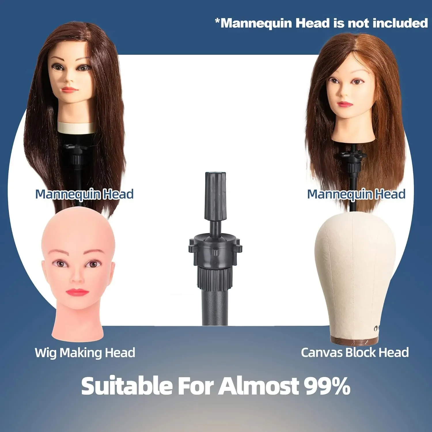 حامل رأس شعر مستعار قابل للتعديل للتدريب على تصفيف الشعر والتجميل 55 حامل رأس عارضة أزياء معدني، حامل ثلاثي القوائم مع ملحقات