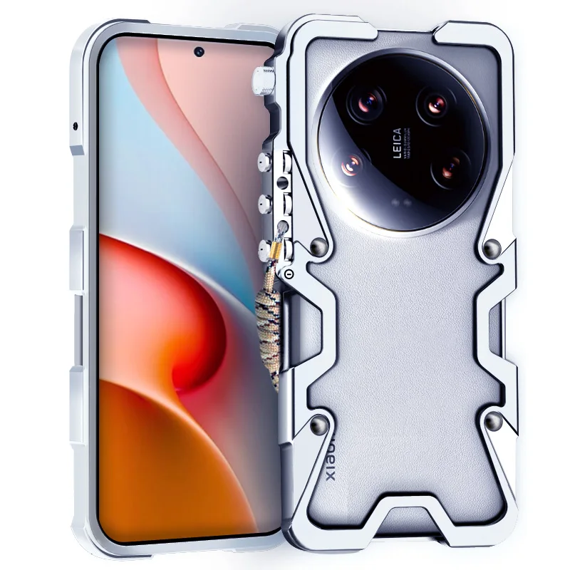 Aluminum Mechanical Arm Bumper Case For Xiaomi Mi 14 Pro Xiaomi 14 Ultra Xiaomi 13 Pro 13T Pro Case Cover Metal Phone Shell Bag