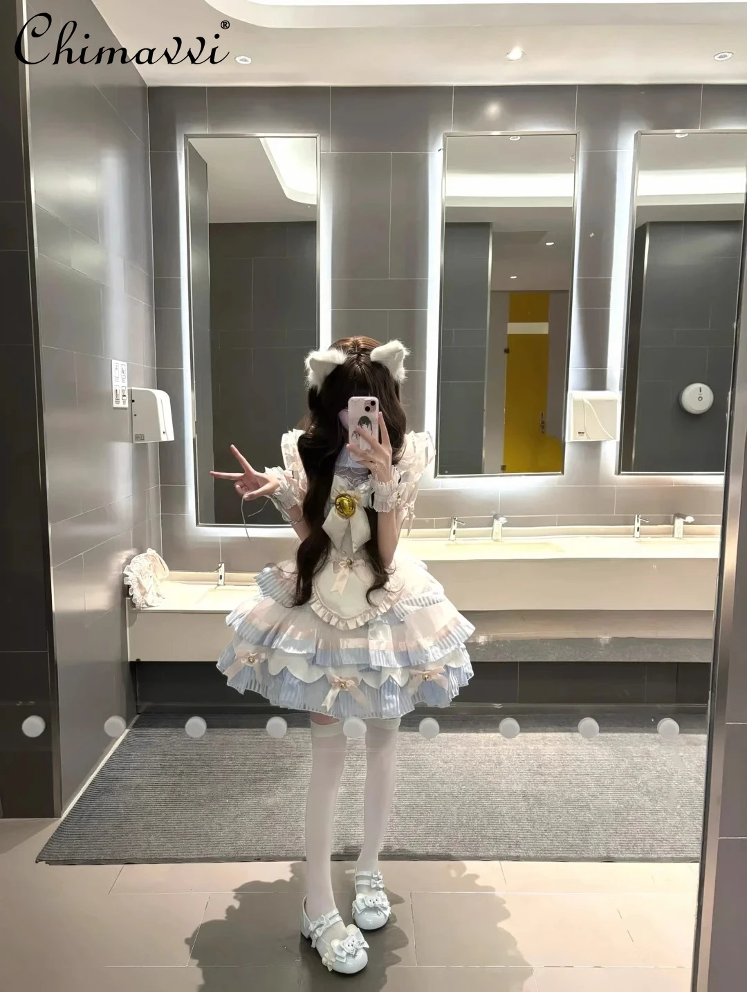 Lolita vestido de balé fofo boneca aniversário bar mitzvah vestido de bolo fofo verão novo doce menina curto lo vestidos de princesa + camisa