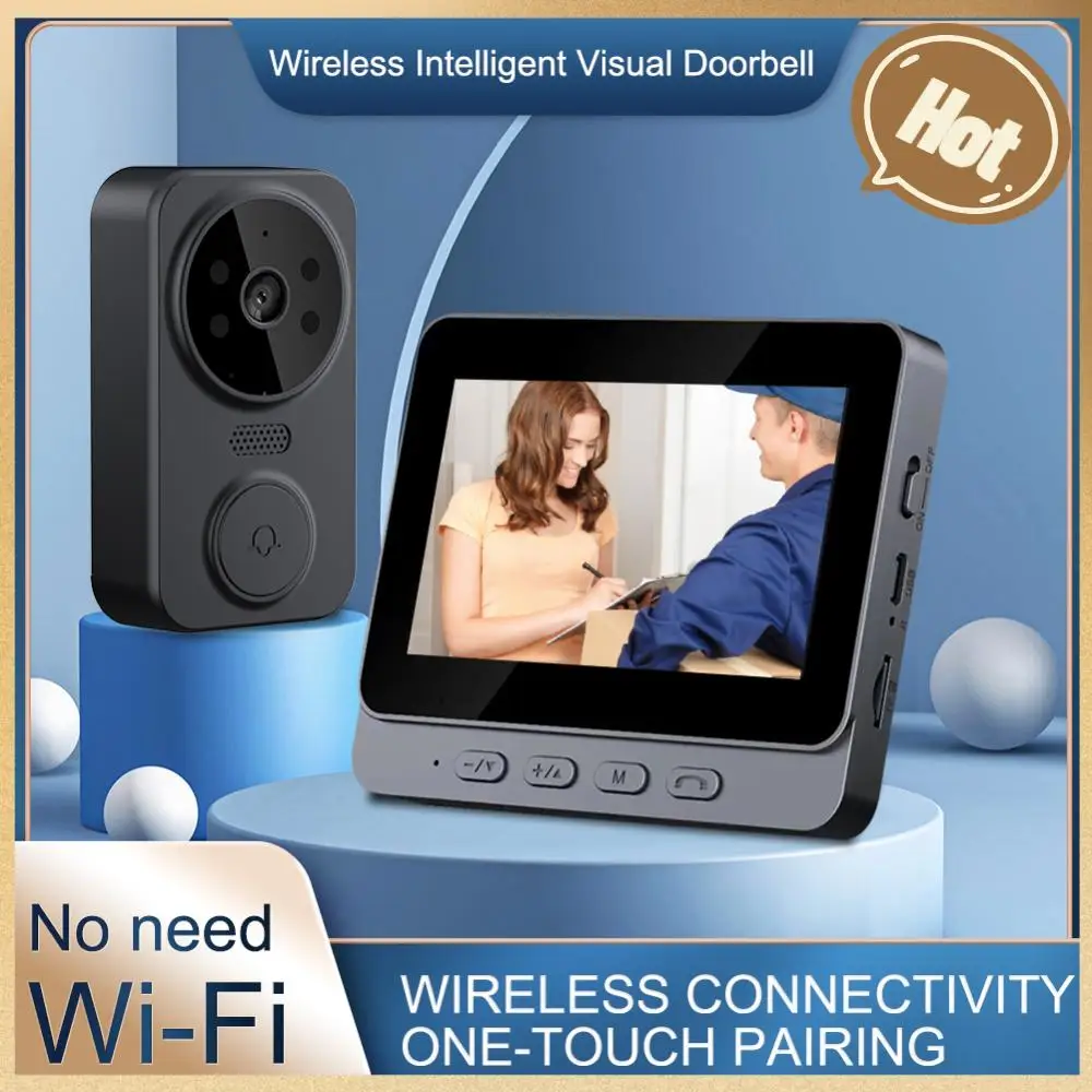 กล้องตาที่ประตู2.4กรัมไวไฟตรวจจับอัตโนมัติในบ้านแบบดิจิตอลขนาด4.3นิ้วหน้าจอ IPS กล้องวิดีโออินเตอร์คอมสองทางอินเตอร์คอม