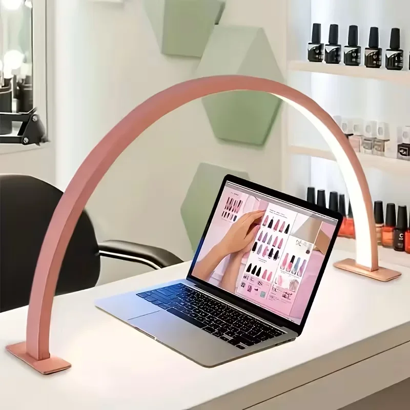 

U-образная светодиодная настольная лампа для салона красоты, полумесячный светильник, защита глаз, трехцветное затемнение, светильник для красоты ногтей