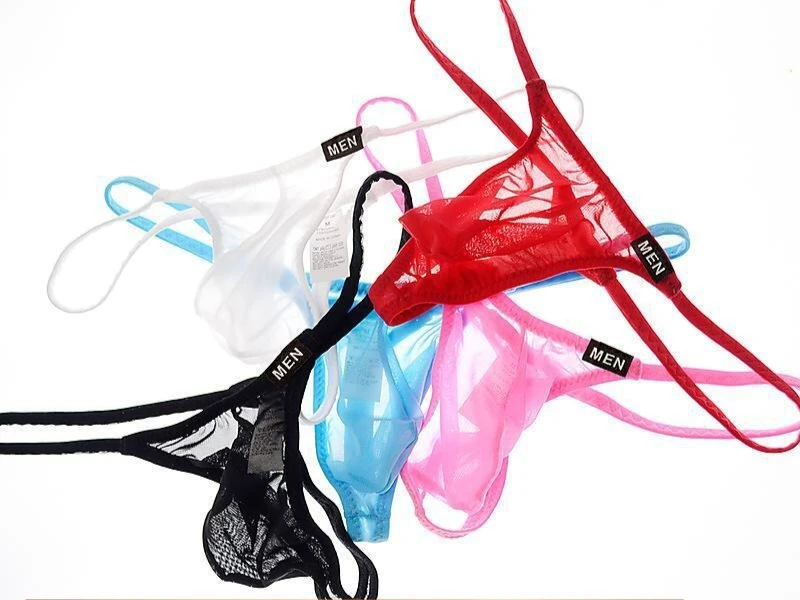 6pcs Sheer Mesh Men T-Back Underwear, Thin Waistband Comfort Fit, Sexy Male Panties With Support Pouch