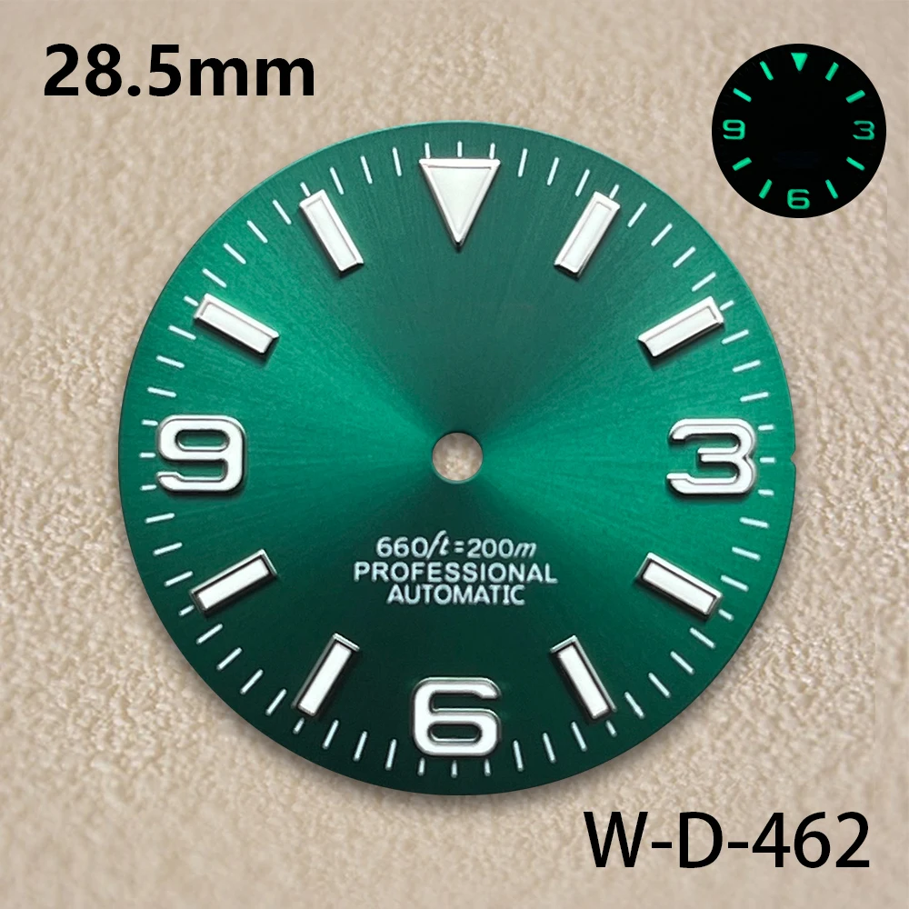 Cadran Ex Plorer avec Logo S, 28.5mm, adapté au mouvement japonais NH35/NH36, vert lumineux, rayons solaires, haute qualité, accessoires modifiés
