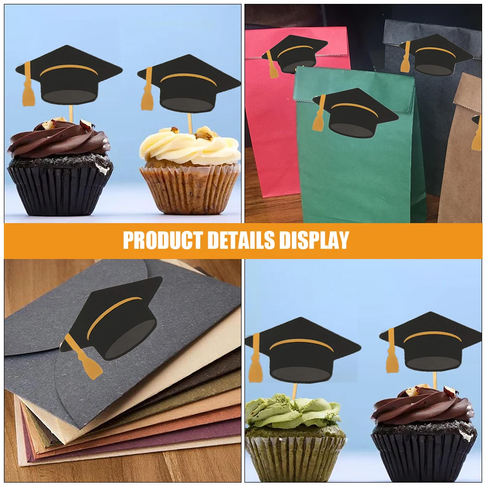 10 أوراق ملصقات قبعة التخرج ملصقات زخرفية ذاتية اللصق لصناديق الهدايا بطاقات حفلات التخرج ملصقات التخرج