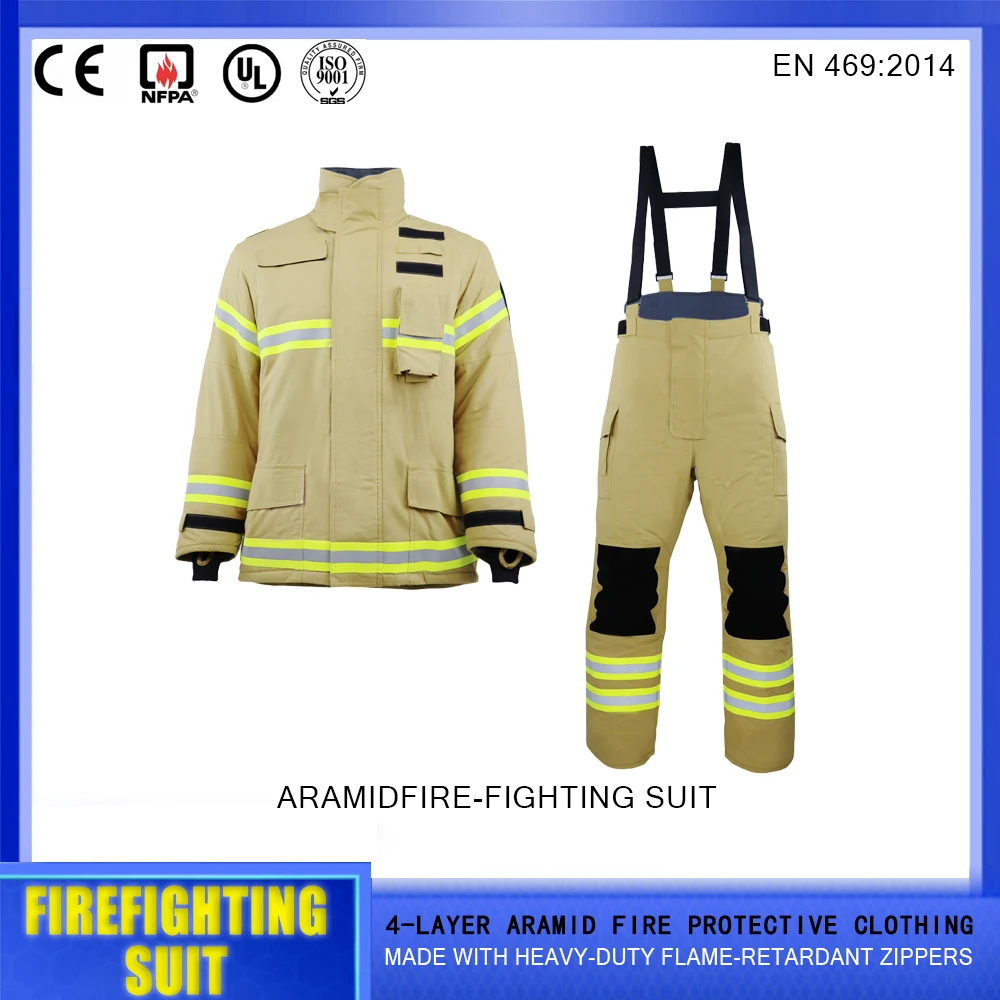 Nomex-Fire Retardant Bombeiro Suit, Equipamento de comparecimento, Compatível com En469 e Nfpa1970 Standards, New Iso Certified