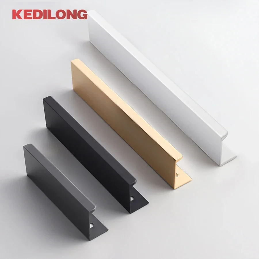 KEDLO Moderne minimalistische aluminiumlegering zwart verborgen Trekgreep keukenkast lade gouden Deurgreep