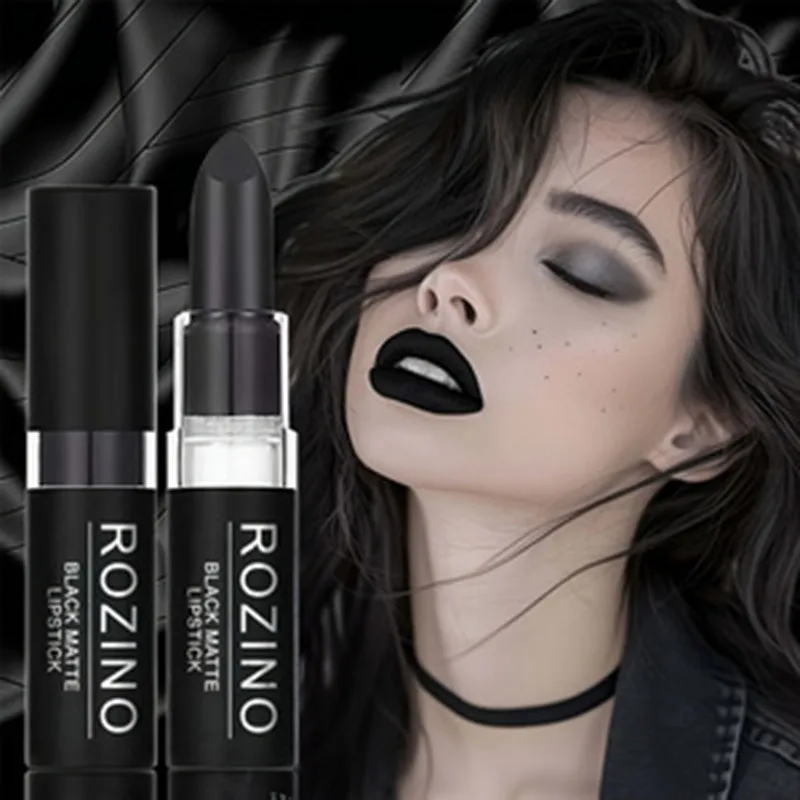 Black Matte Lipstick, Natural and Three-Dimensional, with Long-Lasting Color, Small and Exquisite, Perfect for Halloween Gifts