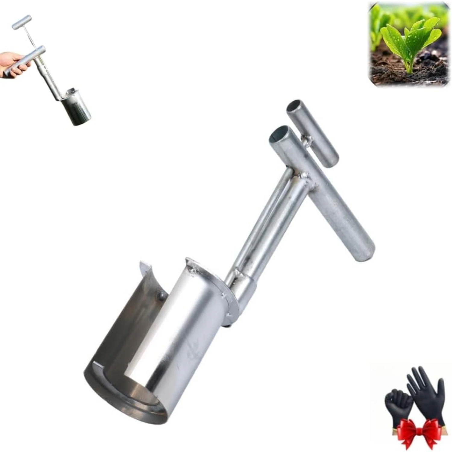 Efficient and Precise High-quality Stainless Steel Bulb Planter Tool with Long Handle for Durable Digging, Weeding, and Transpla