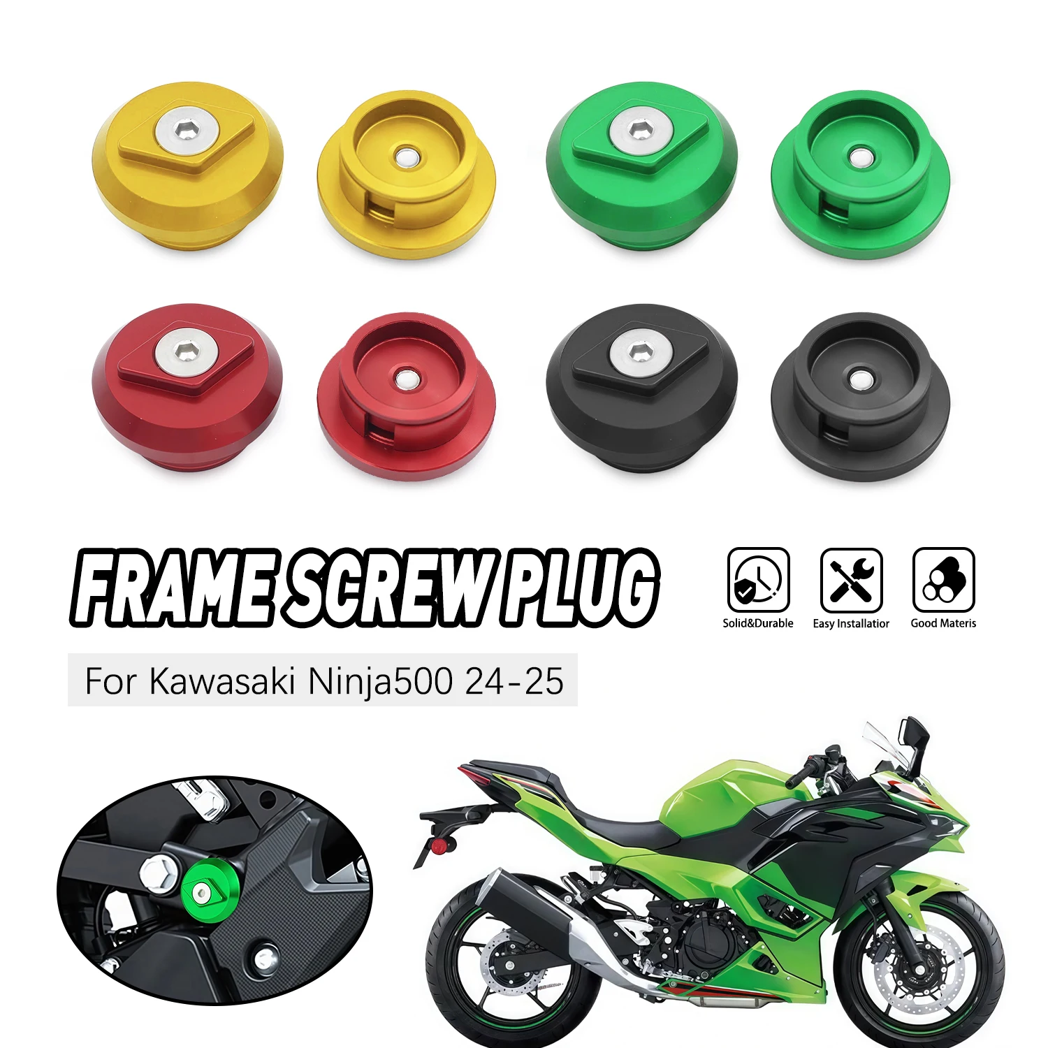 

For Kawasaki Ninja500 2024 Ninja500 2025 Motorcycle Fairing Bolt Screw Frame Hole Cover Cap Set