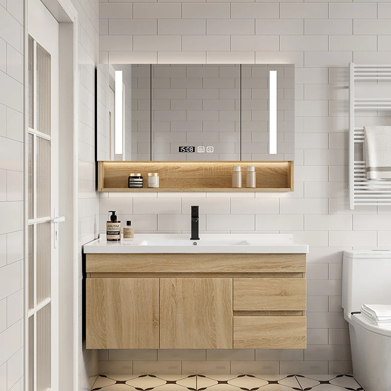 

Модный портативный шкаф для хранения из цельного дерева, плавающий шкаф для ванной комнаты, туалетный столик, раковина, туалетный органайзер, шкафы для туалета