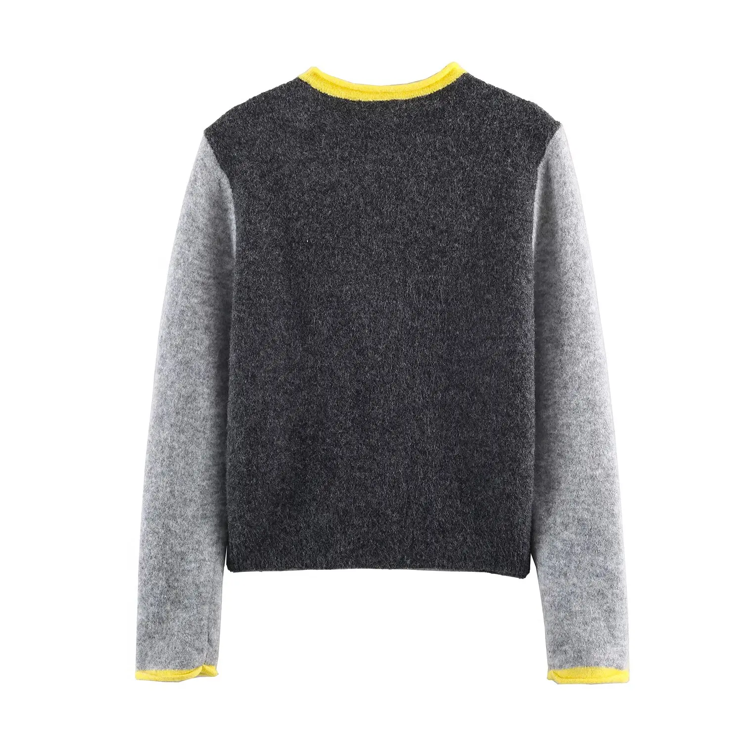 KONDALA Chic 2026 Color Blocking Women Spring Casual Knitted Outwear Elegant Patchwork O-Neck Vintage Fashion Female Sweater