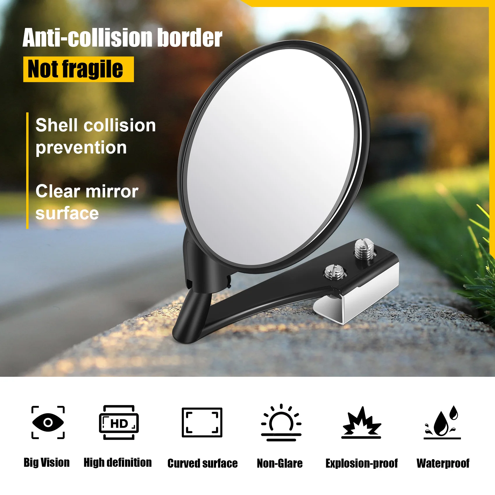 

Durable 1 Set of 2 Car Blind Spot Mirrors Car Side Convex Mirror Wide Angle