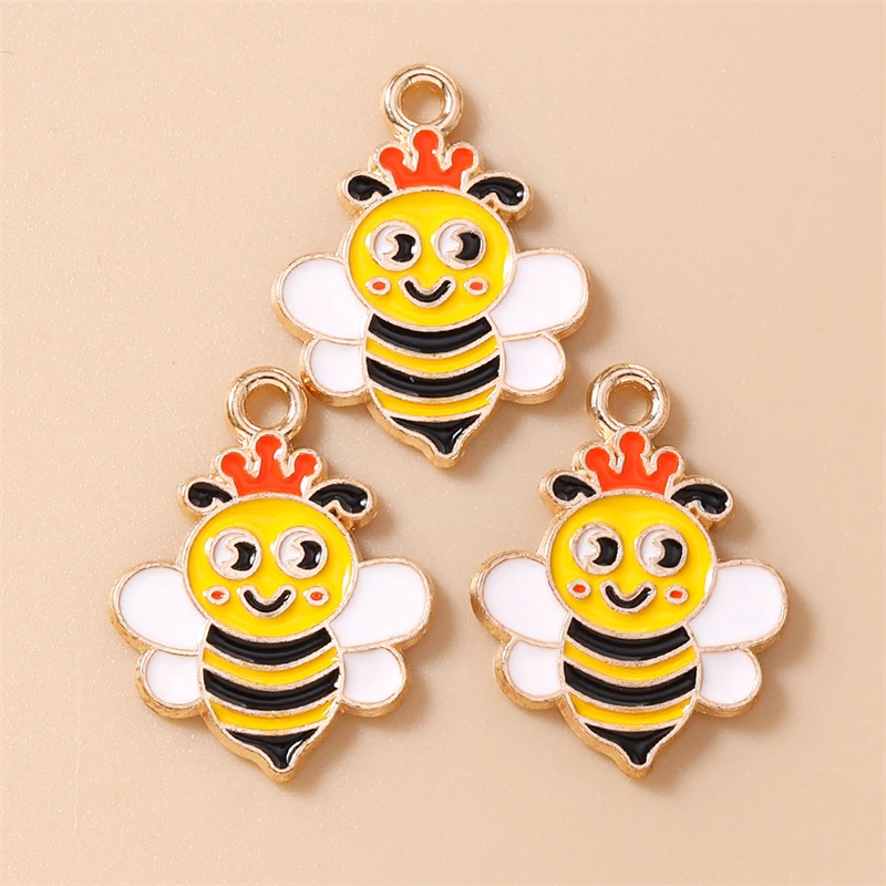20 Stück Cartoon-Mix-Tier-Honigbienen-Anhänger, Emaille-Bienen-Anhänger für Schmuckherstellung, Ohrringe, Halsketten, DIY-Bastelzubehör – Detail 15