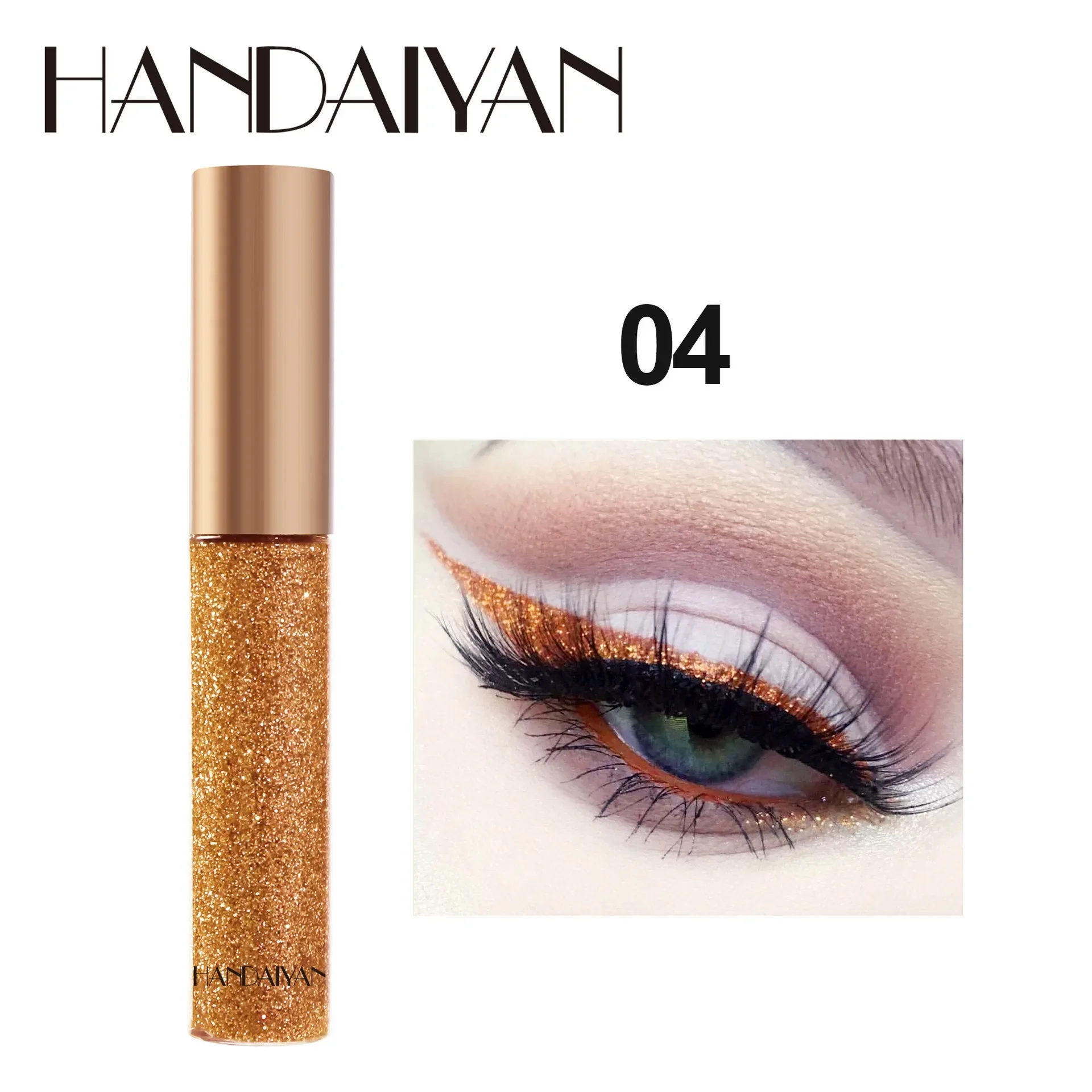 HANDAIYAN Glitzer-Flüssig-Eyeliner-Stift Funkelndes Hochglanz-Pigment Bühnen-Diamant-Lidschatten Langanhaltend Wasserfest Augen-Make-up – Detail 24