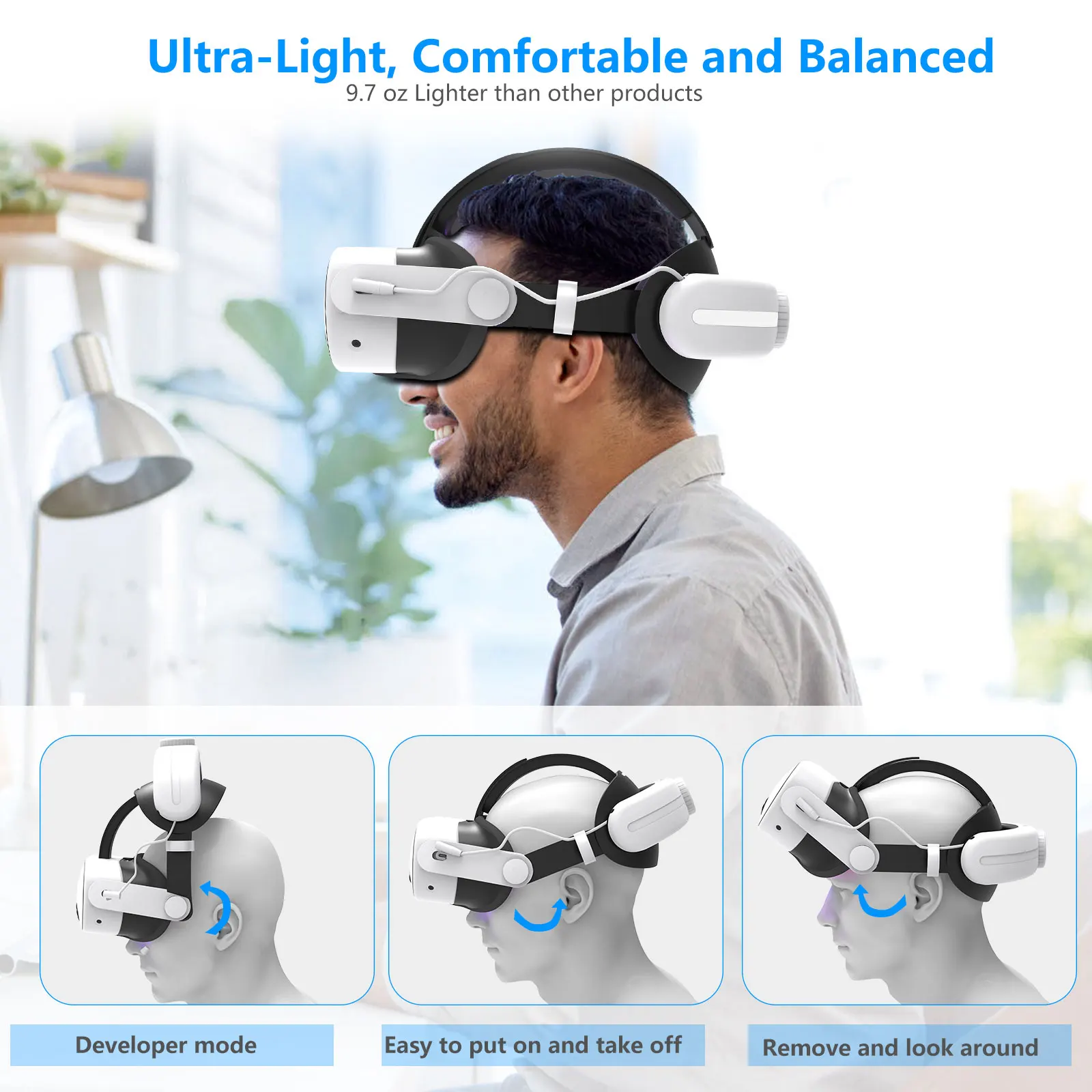 mtmoatvr Compatible with For Oculus/Meta Quest 3/3s 12000mAh Battery Head Strap VR accessories, , Extended Playtime