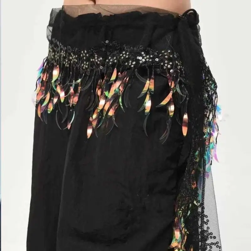 

Изысканная поясная цепочка с блестками и кисточками для женщин и девочек, танец живота, расшитая блестками поясная цепочка, костюмы, шарф, юбка-танцовщица