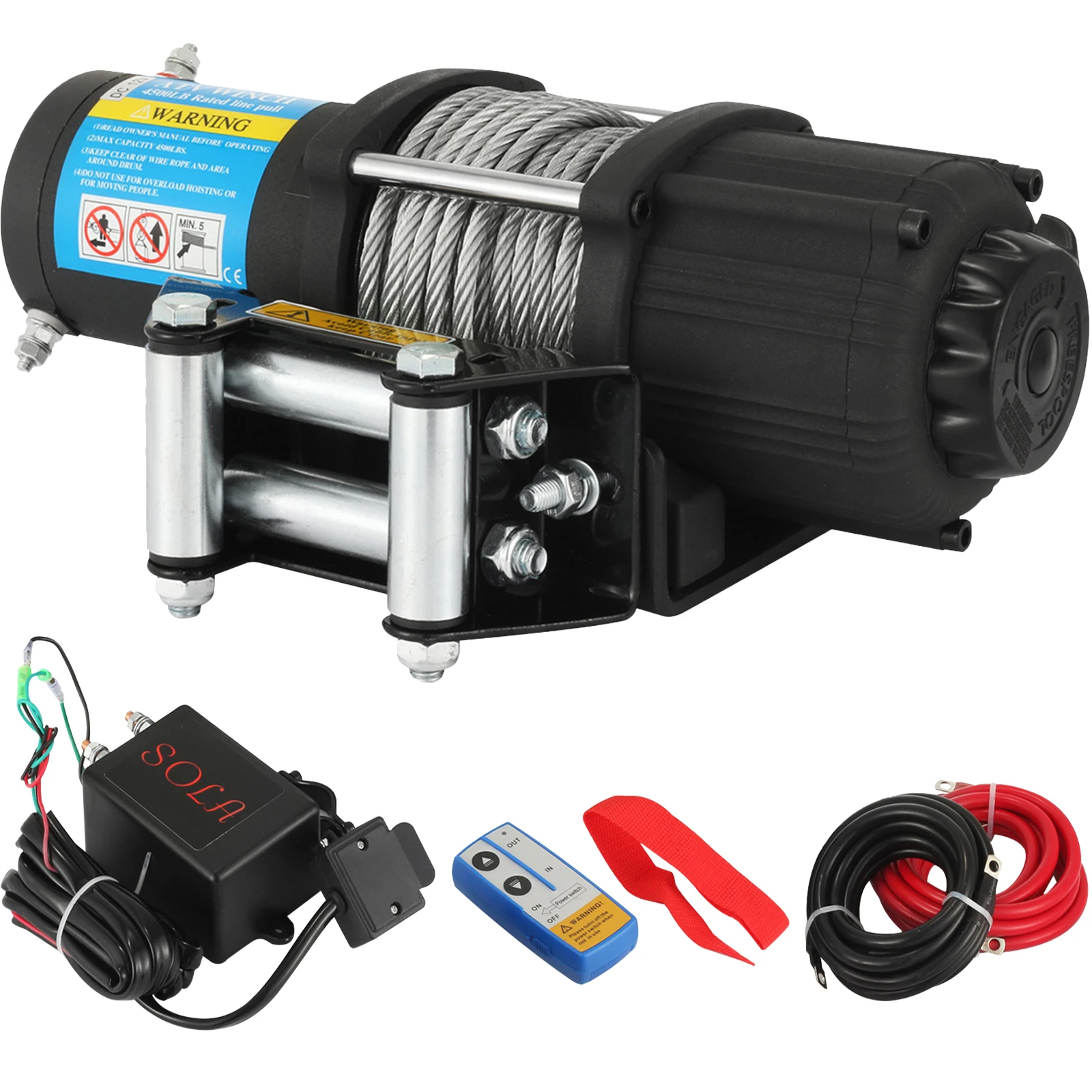 VEVOR 4000LBS 12V Electric Winch for 4X4 43FT Steel Cable With Wireless Control ATV Truck Off Road