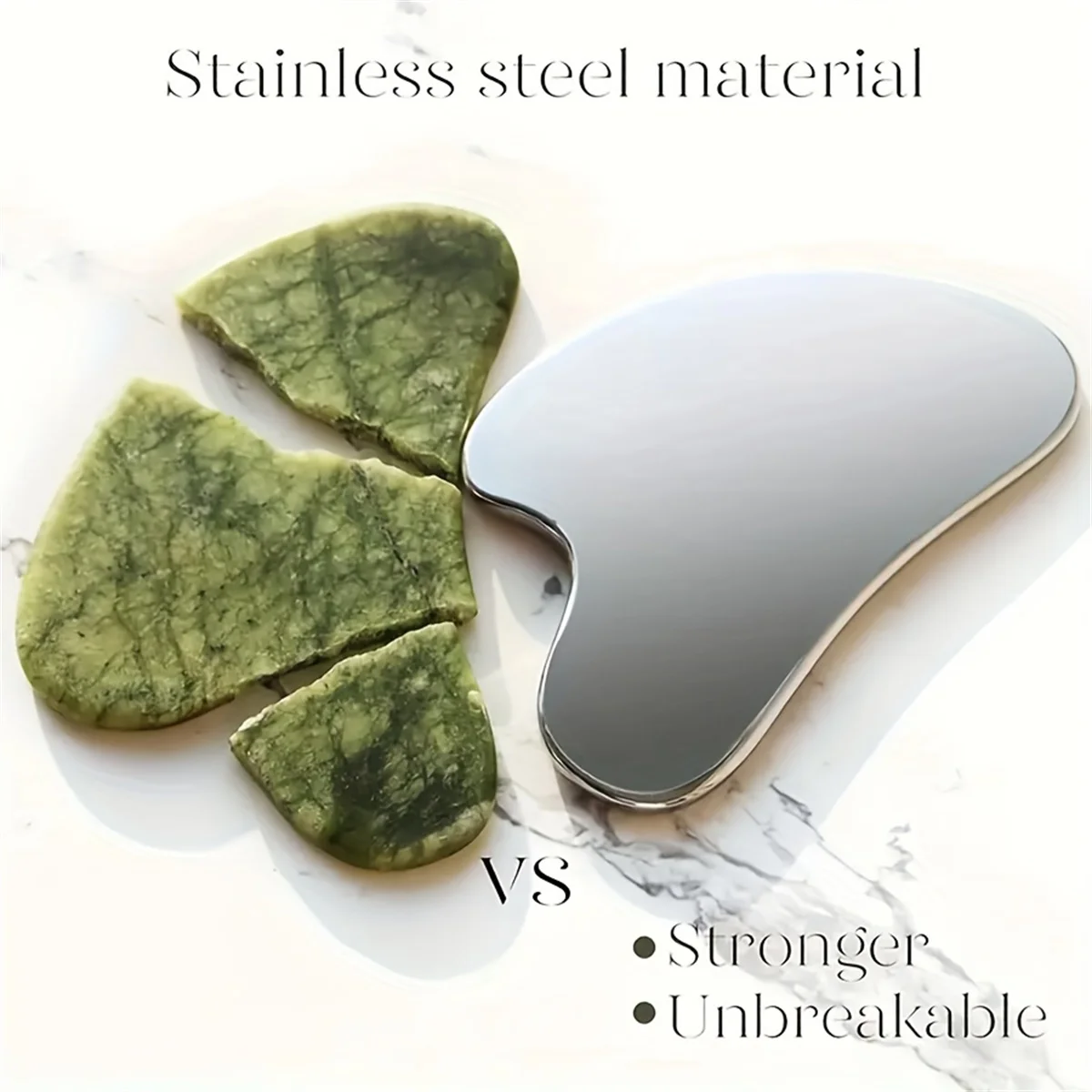 Ferramenta de Massagem Facial em Aço Inoxidável Prata, Placa Gua Sha para Cuidados com a Pele, Ferramenta Facial Natural Universal