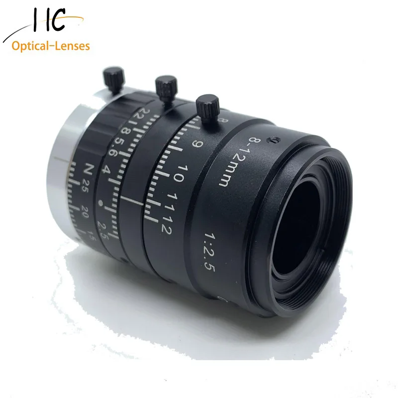 5.0 Mega Pixel CS-Mount 8-12mm 1/2.5'' Formato bassa distorsione FA/Machine Vision lenti a lunghezza varifocale F2.5 Iris manuale