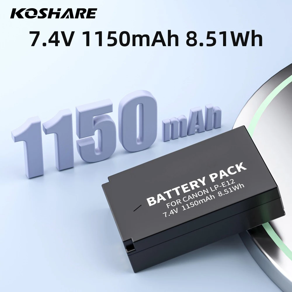 

KOSHARE 1150mAh Li-ion Battery for LP-E12 LP E12 LPE12 for Canon EOS M50, EOS M100,100D Kiss X7 Rebel SL1 Camera