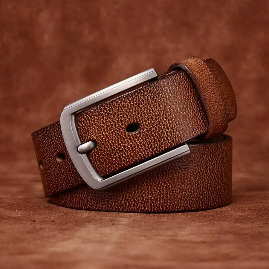 3.8 سنتيمتر العرض الصلبة النحاس مشبك الحبوب الكاملة جلد طبيعي أحزمة رجالي فاخرة مصمم عالية الجودة رجالي كاوبوي جلد البقر الطبيعي #5