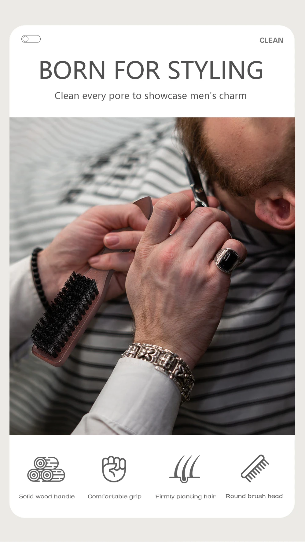 Barbertop Männer Bart Pinsel Wooded Griff Weiche Haar Reinigung Pinsel Gebrochenes Haar Entfernen Kamm Friseur Neck Duster Barber Tools – Detail 2