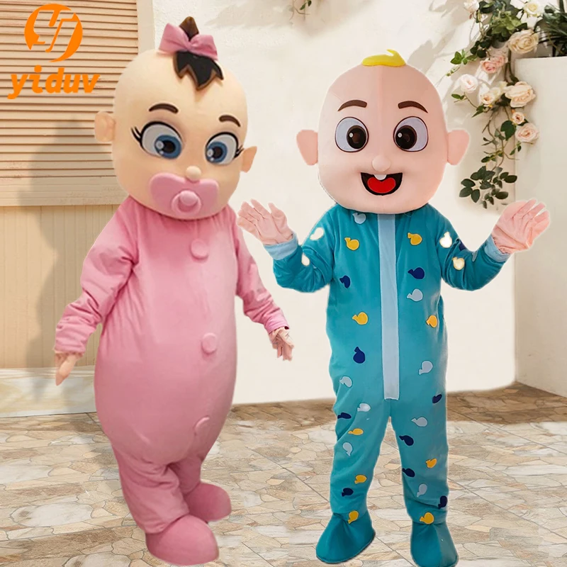 Cute Blue And Pink Pacifier Baby Cartoon Doll Costume Funny Walking Plush Stage Performance Props Role Play Adult Birthday Party