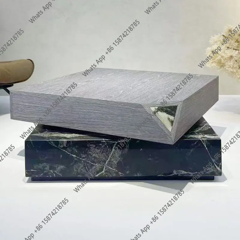 

Italian minimalist creative rotating marble coffee table high-end home modern light luxury living room designer