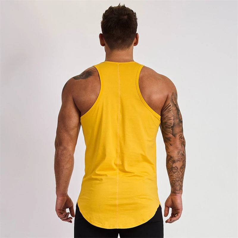 Summer cotton black men\'s vest Jogger Gym workout Fitness activewear Casual simple sleeveless top Fashion men\'s wear