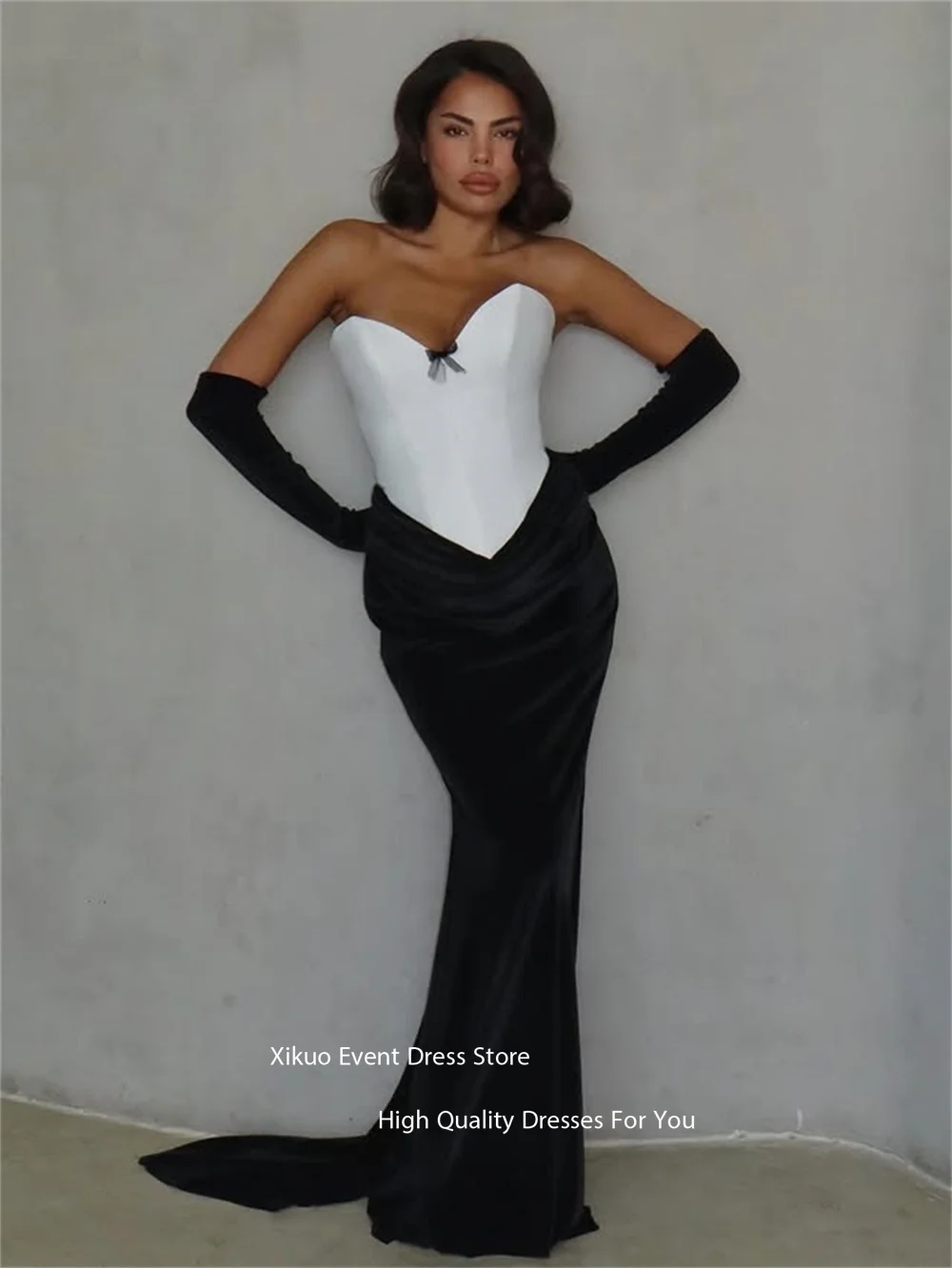 Xikuo contraste cor sereia vestidos de noite gracioso maxi robe de soirée femme rendas até voltar vestidos sexy 2025 mulher personalizado