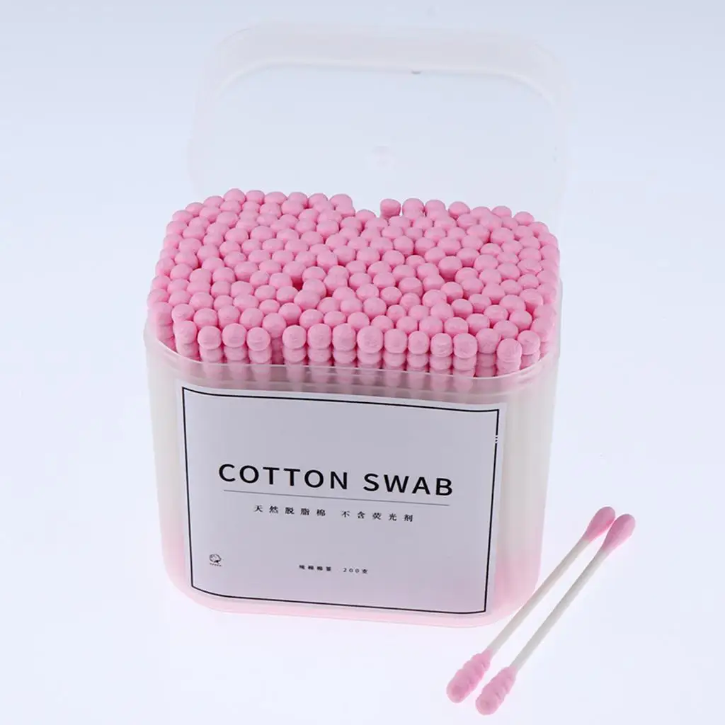 Double Head Cotton Swab Wooden Stick Makeup Applicator Pointed Cotton Buds for Cosmetic Removal and Touch Ups