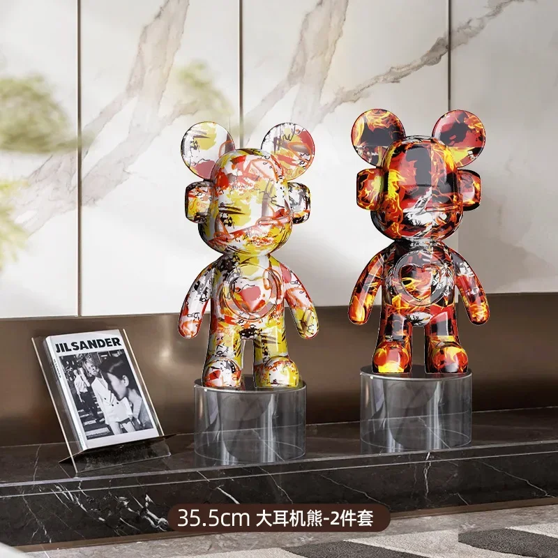 

Hot selling 35cm resin DJ bear series ornaments, office desk, wine cabinet decoration, fashionable living room bear decoration