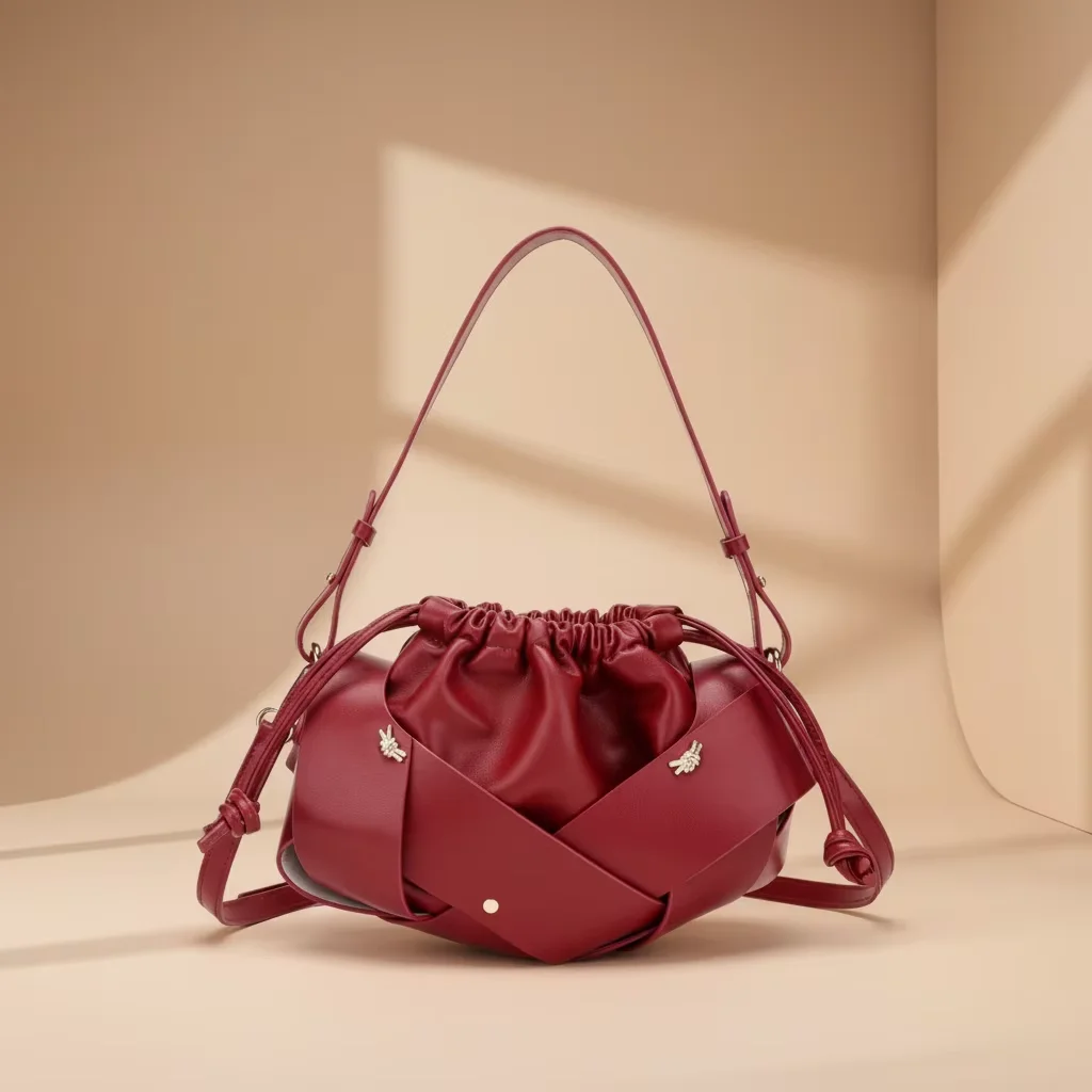 

Женская сумка JIOMAY 2026: Новая креативная сумка-яблоко, модная плетеная сумка через плечо с завязками для женщин