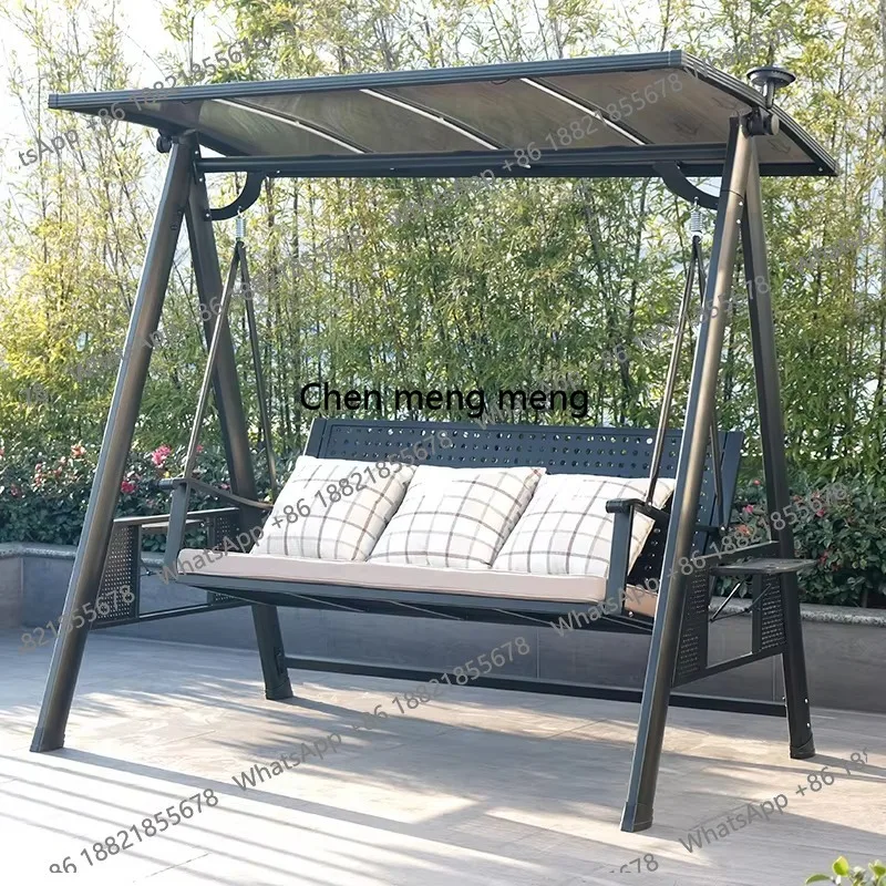 Outdoor Cast Aluminum Garden Swings Chair Stylish 3 People Outdoor Swing for Leisure Park Courtyard Villa Patio Swing Customized