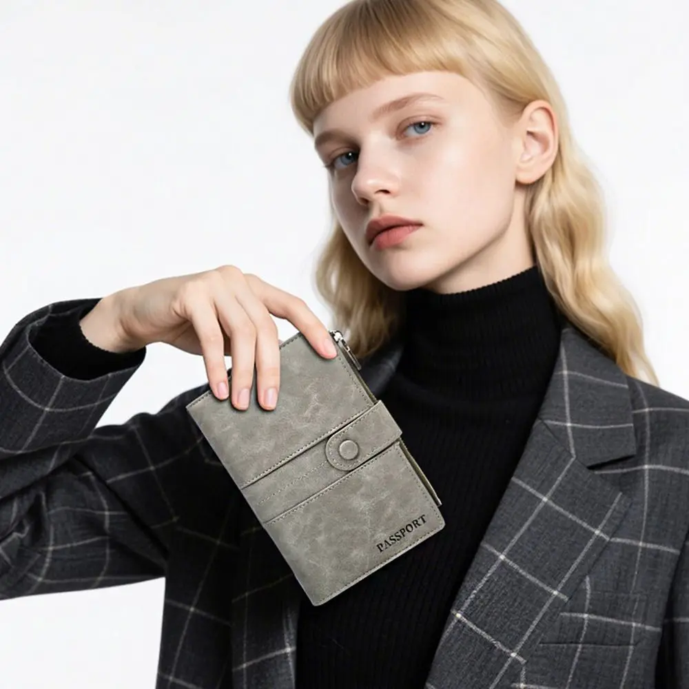 

Portable RFID Anti-Theft PU Passport Bag Purse Card Holder Travel Wallet Card Case Ticket Holder Card Storage Bag Men