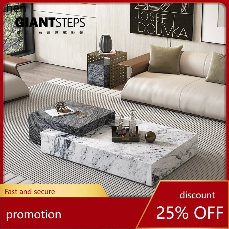 

HXL Natural Marble Coffee Table Luxury Stone Minimalist High-End Villa
