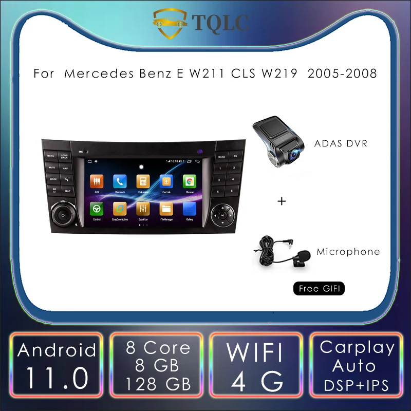 

Автомагнитола 2 Din, Android 2005, GPS, стерео для Mercedes Benz E-class W211 E200 E220 E300 E350 W219 Carplay 2008-