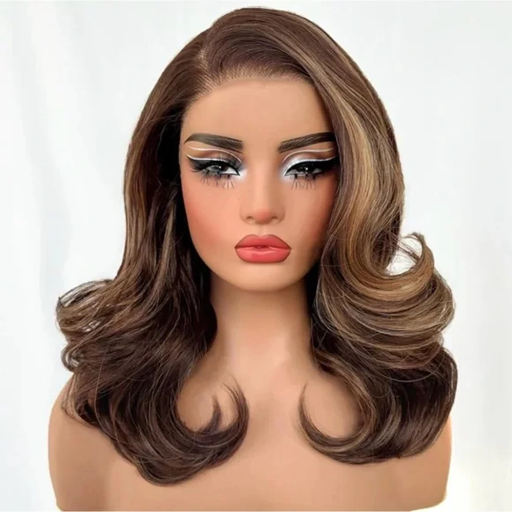 Peluca Bob rubia miel cabello humano 14 pulgadas 13x4 onda del cuerpo 4/27 resaltado Ombre HD pelucas delanteras de encaje cabello humano prearrancado sin pegamento L
