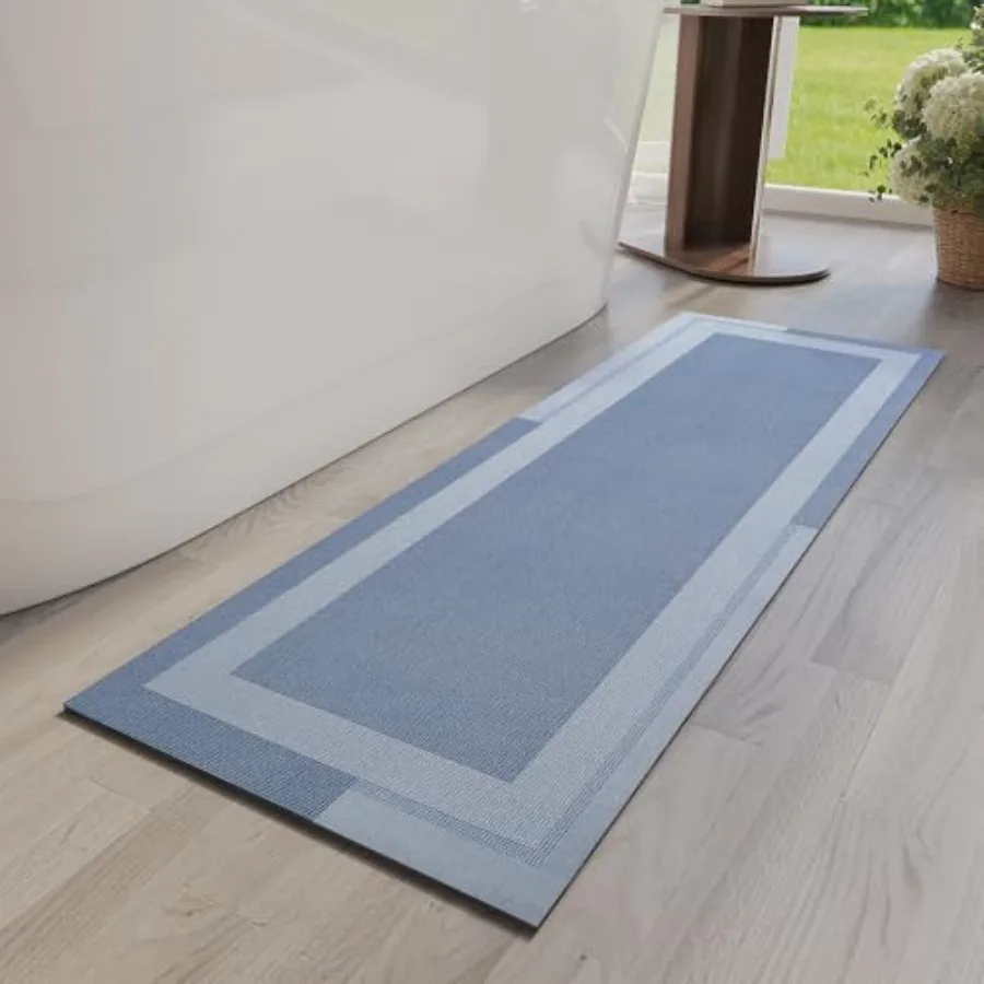 

Non Slip Long Bath Mat Bathroom Runner Rubber Backing Ultra Thin Bathroom Rugs Fit Under Door Quick Dry Super Absorbent Washabl