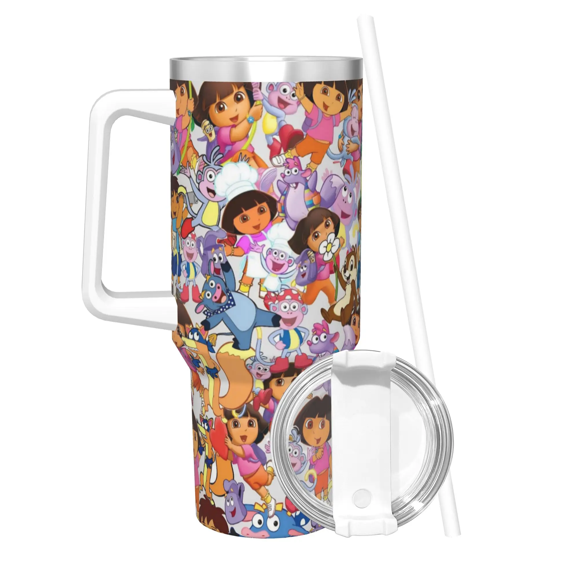 D-Doras The Explorers Tumbler With Straw  Stainless Steel Mugs Cup Double Wall Vacuum Insulated for Cold Or Hot 40oz