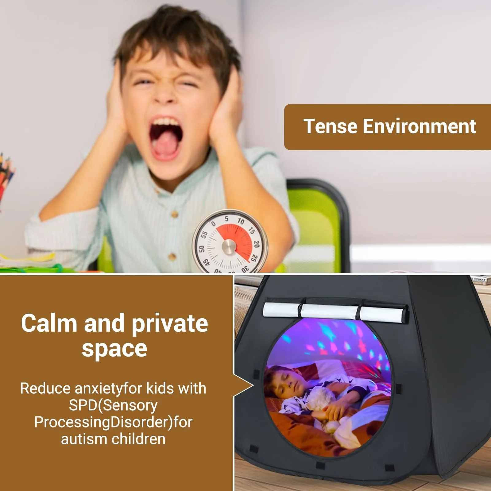 Blackout Sensory Tent Foldable Kids Calm Corner Tent With Storage Bag Blackout Tent Children Indoor Tent For Autistic Children
