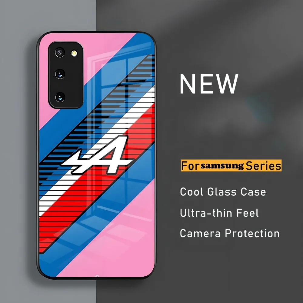 Alpine Logo Tricolor French Phone Case  for Samsung s 24 ultra plus 23 22 21 20 a 34 54 geometric 53 note20 m 54 new 2024 glass