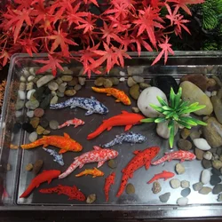 Beautiful Koi Fish Figurines Aquarium Decorations Vivid Colorful Resin Fishes Miniatures Desk Decoration