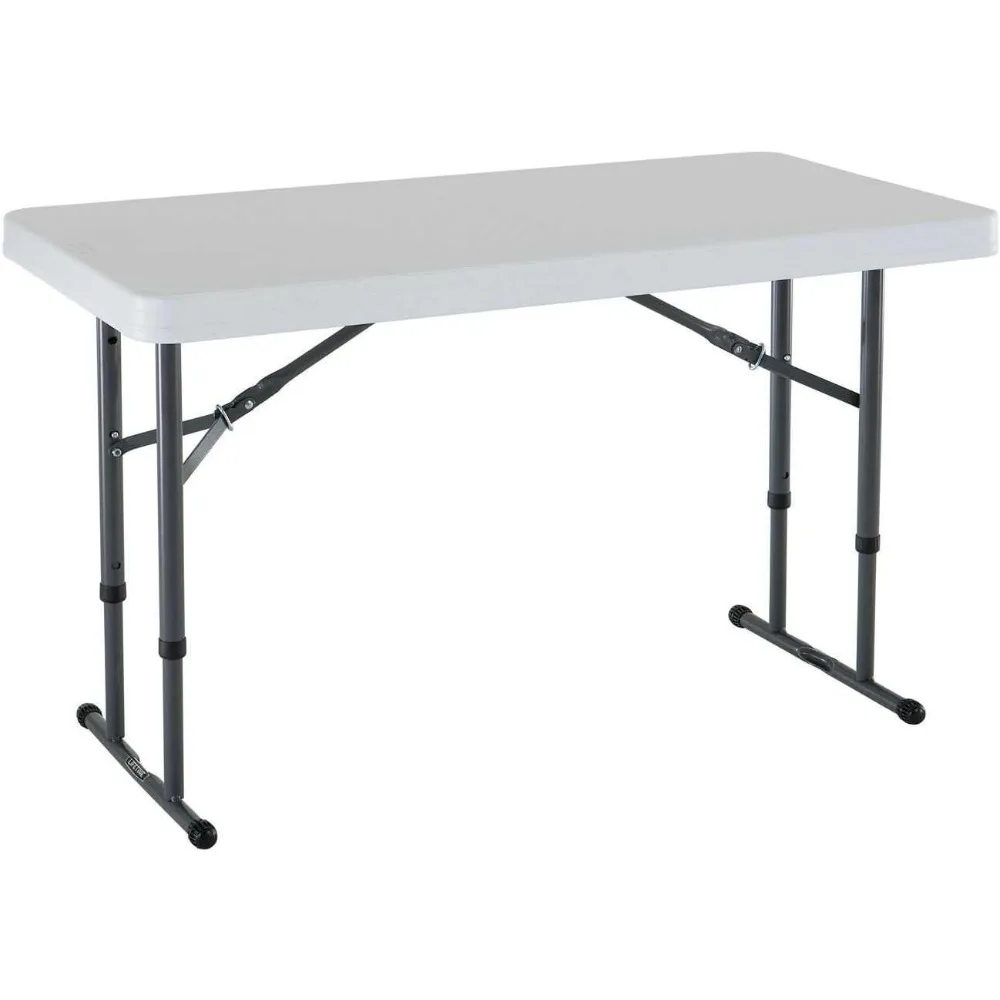 

Commercial Height Adjustable Folding Utility Table, 4 Feet, White Granite